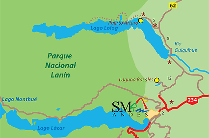 Mapa de ubicación de Puerto Arturo, Lago Lolog
